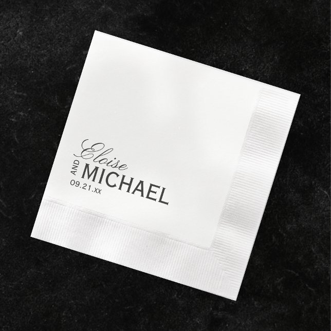 Classic Black Calligraphy Formal Wedding Serviette (Accent your formal affair with these Classic Black Calligraphy Formal Wedding Napkins! )