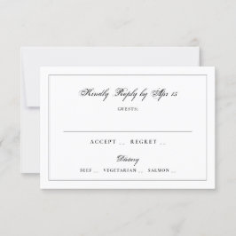 Classic Black Calligraphy Monogram Frame Wedding RSVP Karte