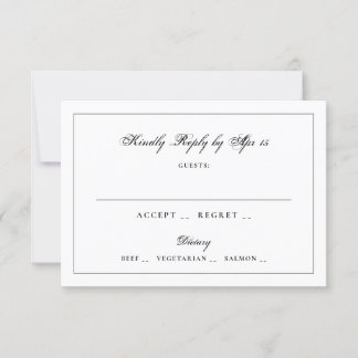 Classic Black Calligraphy Monogram Frame Wedding RSVP Karte