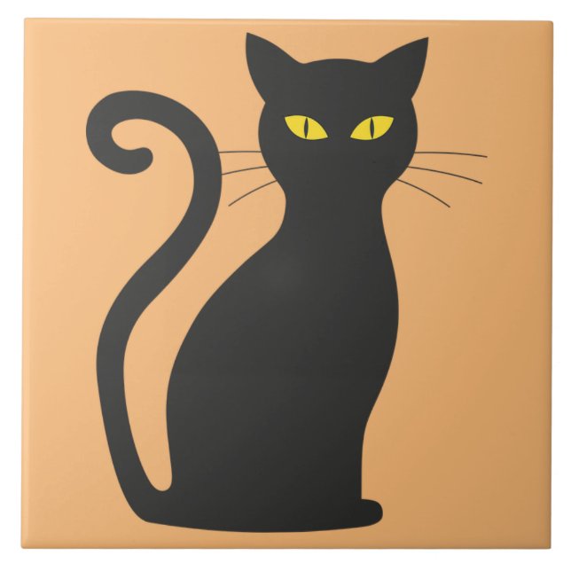 Classic Black Cat Keramik Tile Fliese (Vorderseite)