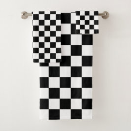 Classic black checkerboard badhandtuch set