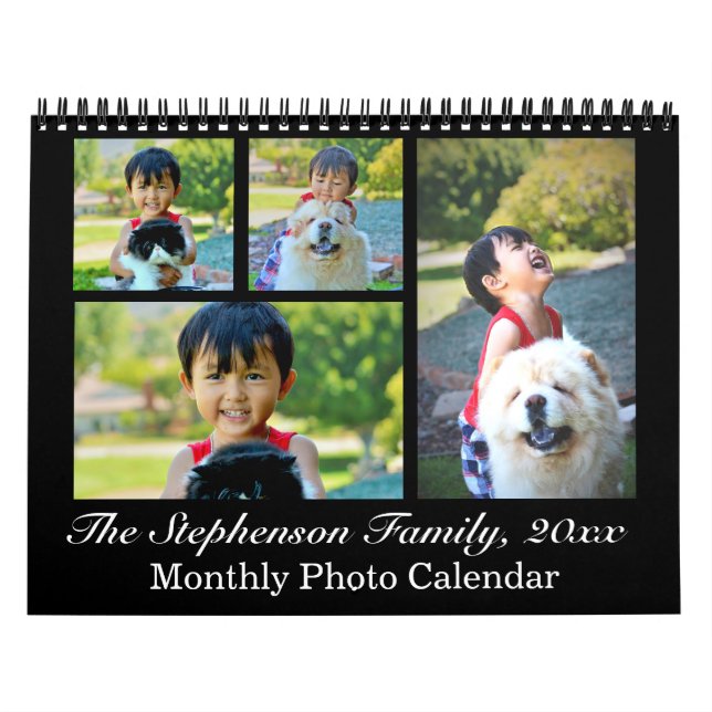 Classic Black Collage Custom Foto Monatlich Kalender (Titelbild)