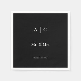 Classic Black Customized Wedding Cocktail Napkin Serviette