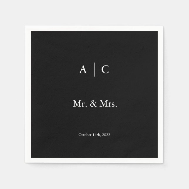Classic Black Customized Wedding Cocktail Napkin Serviette (Vorderseite)