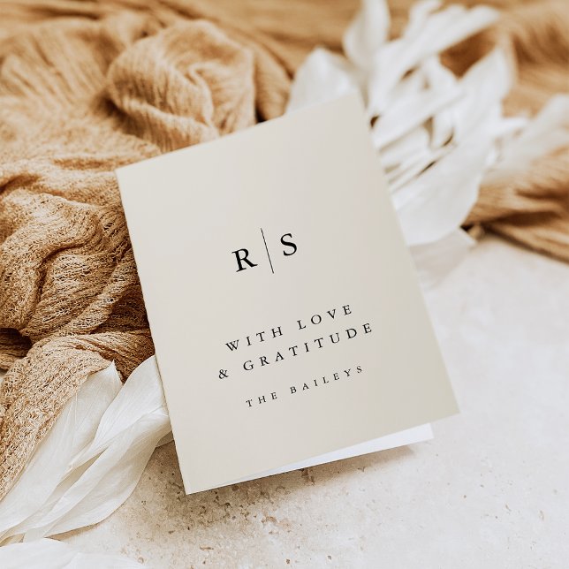 Classic Black & Ecru Monogram Wedding Dankeskarte (Von Creator hochgeladen)