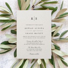 Classic Black & Ecru Monogram Wedding Einladung