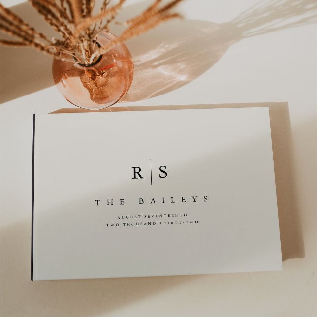 Classic Black & Ecru Monogram Wedding Gästebuch (Von Creator hochgeladen)