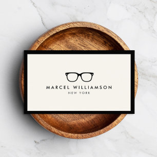 Classic Black Eyeglasses Logo Ivory Visitenkarte