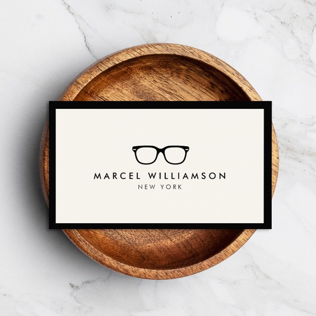 Classic Black Eyeglasses Logo Ivory Visitenkarte (Von Creator hochgeladen)