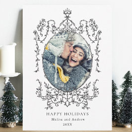 Classic Black Frame Happy Holidays Foto Feiertagskarte