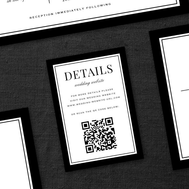 Classic Black Frame Wedding Details QR Code Begleitkarte (Von Creator hochgeladen)