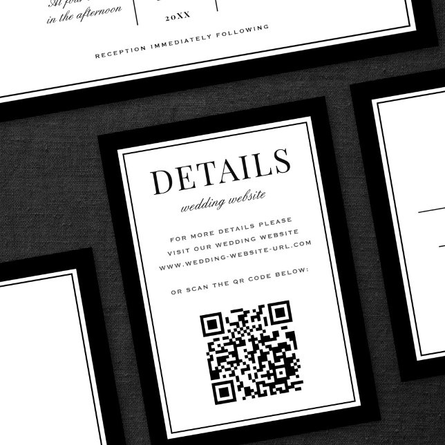 Classic Black Frame Wedding Details QR Code Begleitkarte (Von Creator hochgeladen)