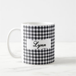 Classic Black Gingham Personalized Name  Kaffeetasse