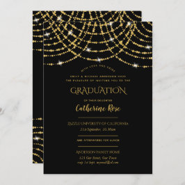 Classic Black Gold Abschluss Zeremonie + Empfang Einladung