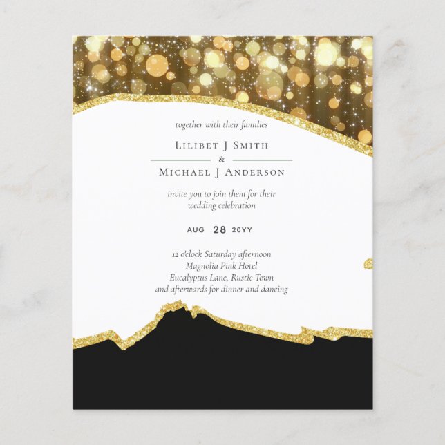 CLASSIC Black Gold Glitzer Wedding Flyer (Vorne)