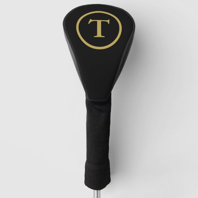 Classic Black & Gold Mit Monogramm Golf Headcover (Vorderseite)