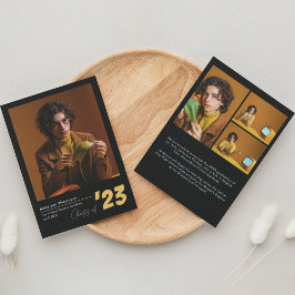 Classic Black Gold Script Foto Collage Abschluss Ankündigung