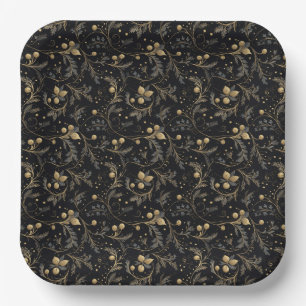 Classic Black & Gold Weihnachten Pappteller