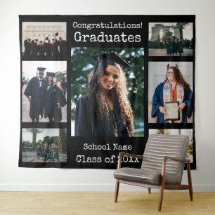 Classic Black gratulations Graduates Foto Wandteppich