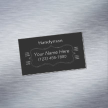Classic Black & Gray Handyman Business Card Magnet