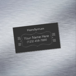Classic Black & Gray Handyman Business Card Magnet
