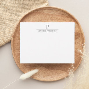 Classic Black Gray Lined Monogram Mitteilungskarte