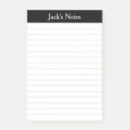 Classic Black Gray Lined Personalisiert Post-it Klebezettel