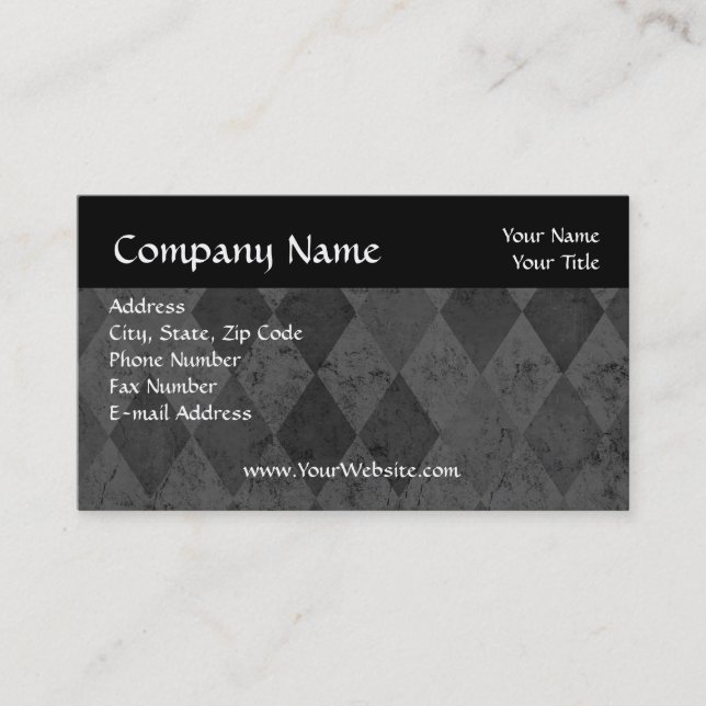 Classic Black Harlequin Business Card Visitenkarte (Vorderseite)