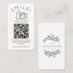Classic Black Memorable Fotos Qr Code Hochzeit Platzkarte