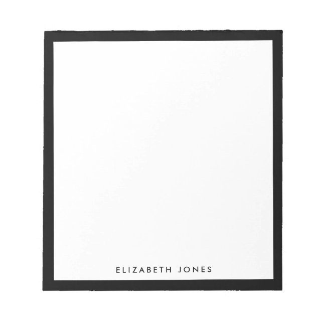 Classic Black Minimalistisch Modern Stylish Border Notizblock (Vorderseite)