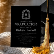 Classic Black Monogram Wappen Graduation Party