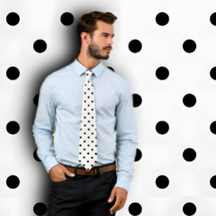 Classic Black Polka Dot Pattern on White Tie Krawatte