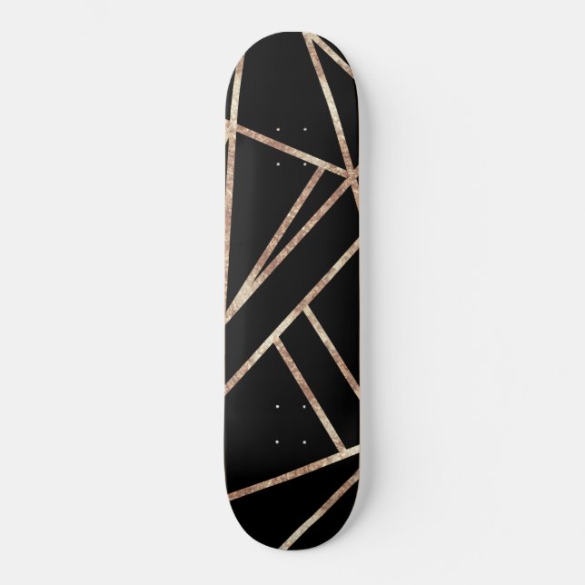 Classic Black Rose Gold Geo #1 Skateboard (Vorderseite)