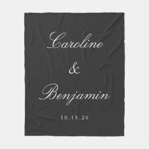Classic Black Script Elegant Wedding Individuelle Fleecedecke