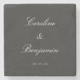 Classic Black Script Elegant Wedding Individuelle  Steinuntersetzer