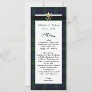 Classic Black Watch Tartan Wedding Menu Einladung