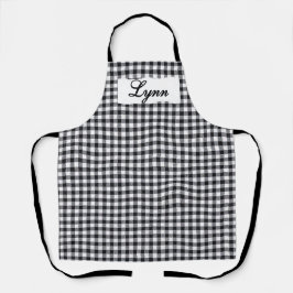 Classic Black & White Gingham | Personalized Name Schürze
