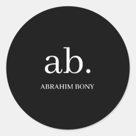 Classic Black White Minimal Monogram Design Runder Aufkleber