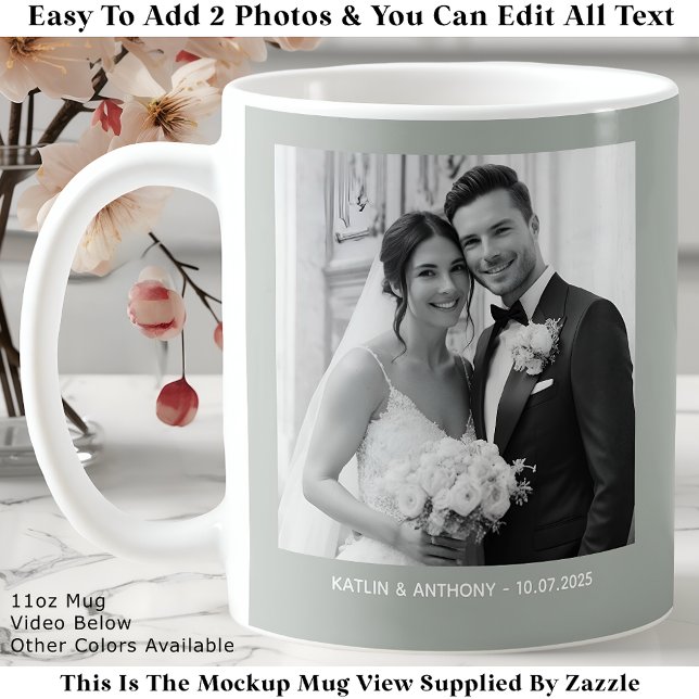 Classic Black & White Photos Sage Green Gray Kaffeetasse (Von Creator hochgeladen)