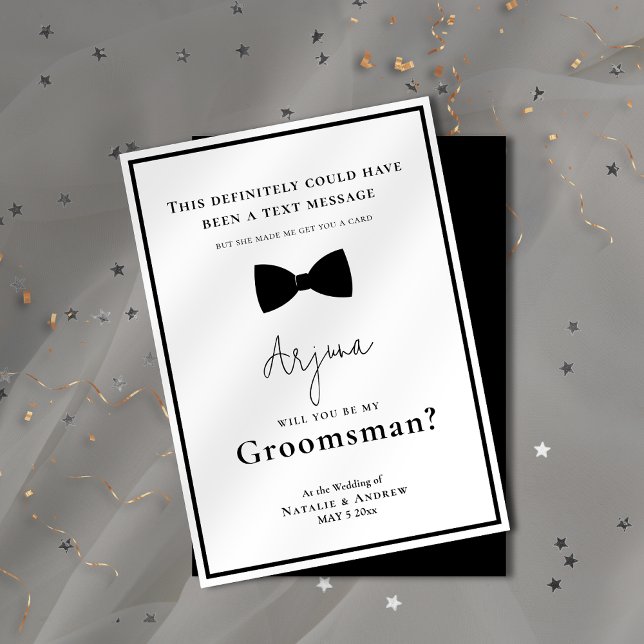 Classic Black & White Tuxedo Funny Trauzeuge Einladung (Classic Black & White Tuxedo Funny Groomsman Invitation)