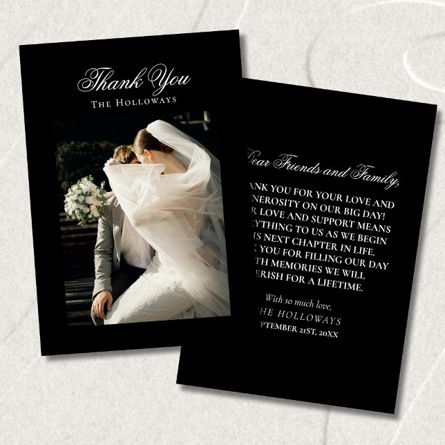 Classic Black & White Wedding Photo Thank You Card Dankeskarte (Classic Black & White Wedding Photo Thank You Card)