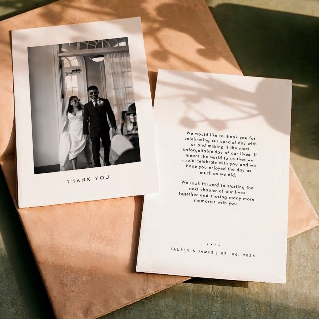 Classic Black & White Wedding Photo Thank You Card Dankeskarte (Von Creator hochgeladen)