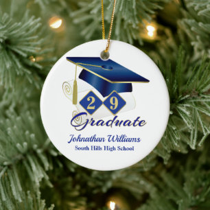 Classic Blue and Gold Graduate Keramik Ornament