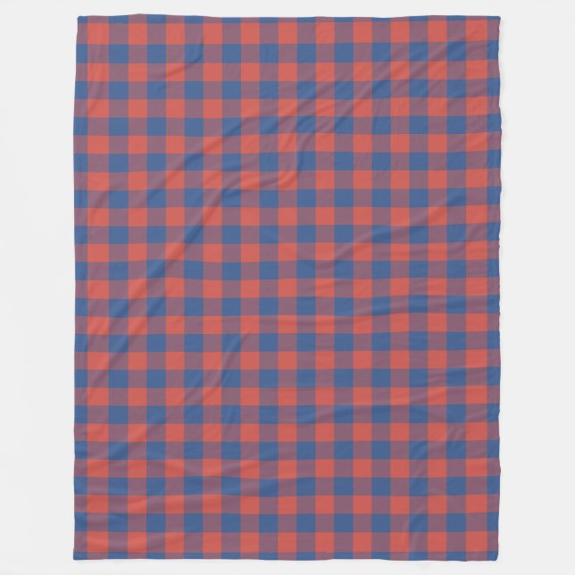 Classic Blue and Red Gingham Karo Pattern Fleecedecke (Vorderseite)