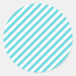 Classic blue and white diagonal stripes runder aufkleber