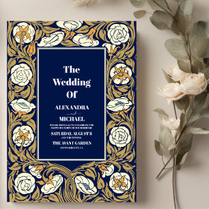 Classic Blue Art Nouveau Wedding Einladung