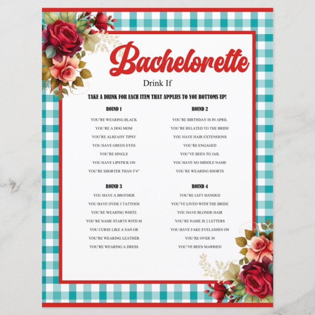 Classic Blue Bachelorette Drink Game (Vorderseite)