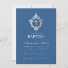 Classic Blue Baptism Junge Vintage Imitate Silver 