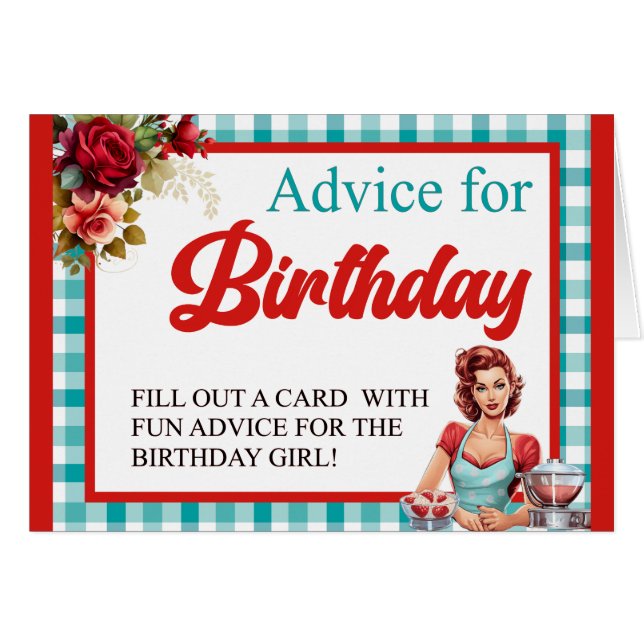 Classic Blue Birthday Party Advertising Table Card (Vorderseite (Horizontal))