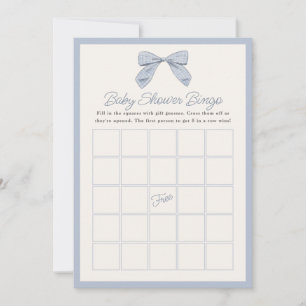 Classic Blue Bow Baby Shower Bingo Card Einladung